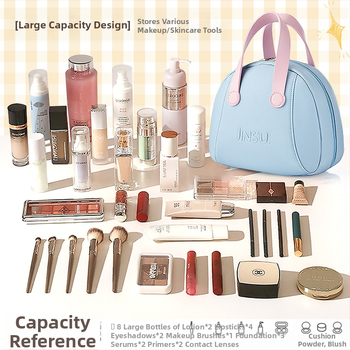 Τσαντάκι μακιγιάζ PU, σε σχήμα κύβου, για ταξίδι, με θήκες για καλλυντικά