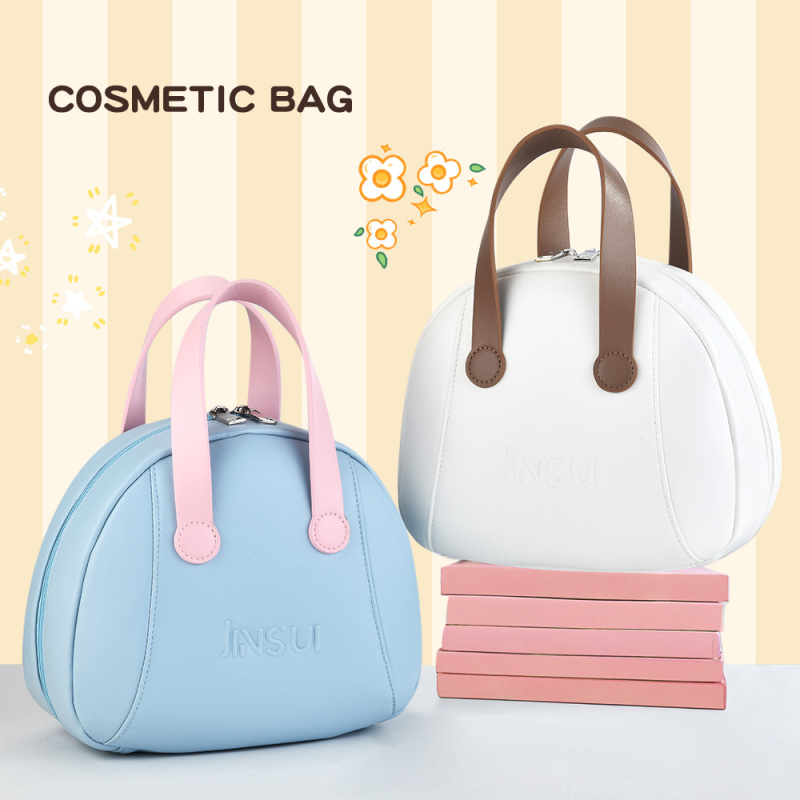 PU medžiagos kosmetinė kubo formos kelioninė kosmetikos dėžutė su atskiromis dalimis