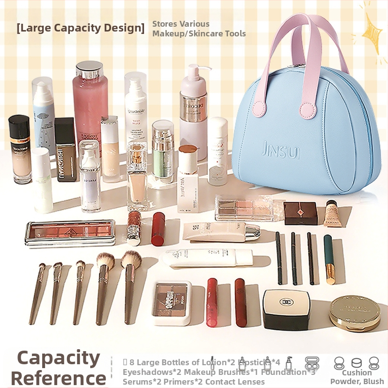 Cestovná taška na make-up z PU, kuboidný tvar, s priehradkami pre kozmetiku