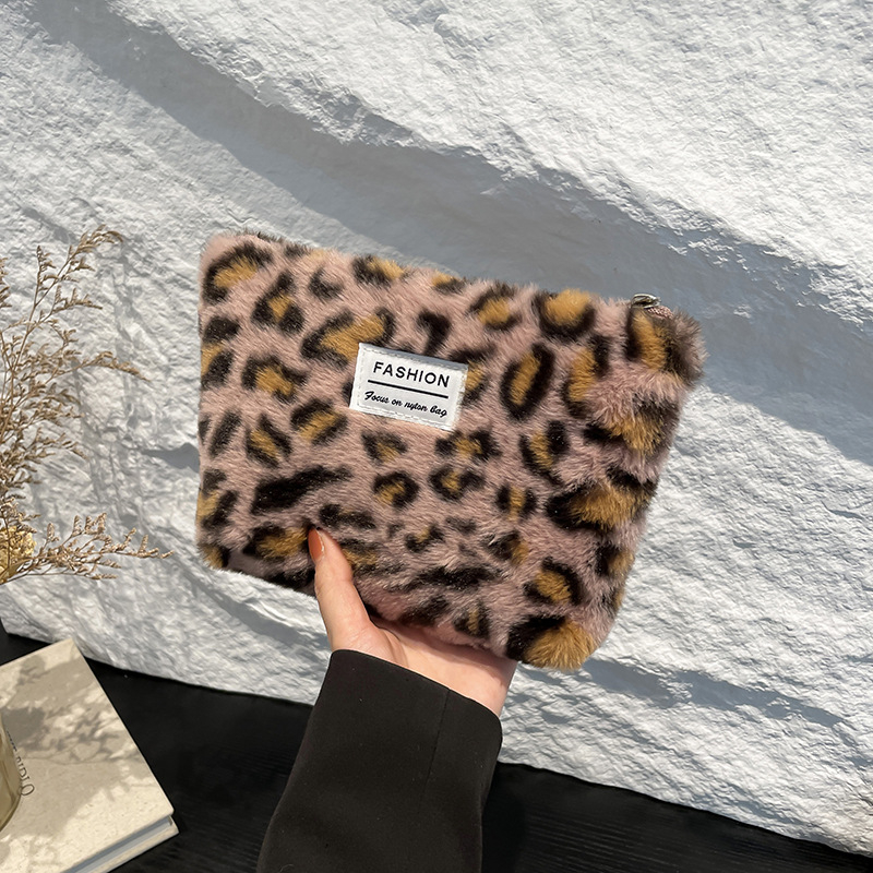 MAY RABBIT plīša kosmētikas soma ar kanvas iekšpusi, horizontāla kvadrāta forma, rāvējslēdzējs