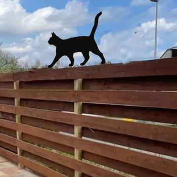 Dzelzs kaķa siluetes dārza stabs – metāla mākslas dekors, atpūtas stils, SKU t56910439257854