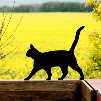 Железен градински стопер с силует на котка – метална изработка, ваканционен стил, SKU t56910439257854