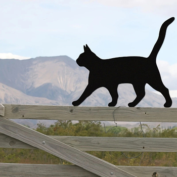 Железен градински стопер с силует на котка – метална изработка, ваканционен стил, SKU t56910439257854