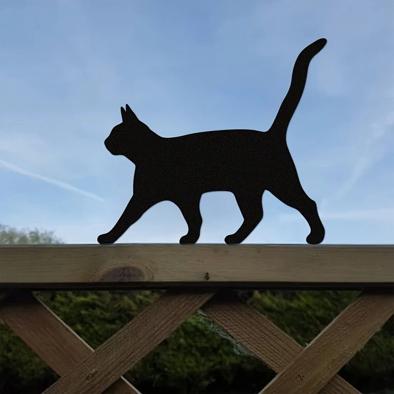 Dzelzs kaķa siluetes dārza stabs – metāla mākslas dekors, atpūtas stils, SKU t56910439257854