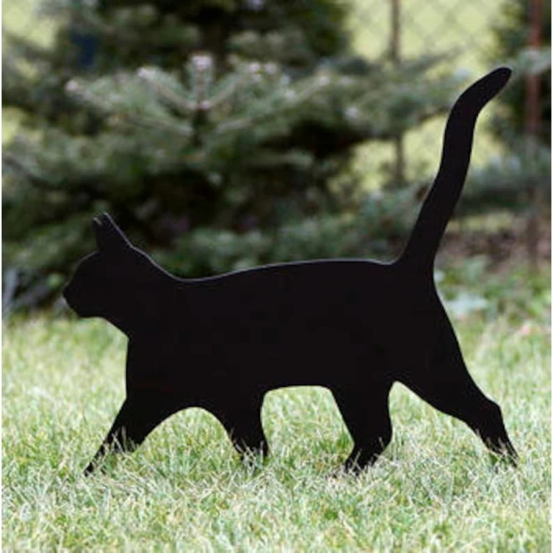 Dzelzs kaķa siluetes dārza stabs – metāla mākslas dekors, atpūtas stils, SKU t56910439257854