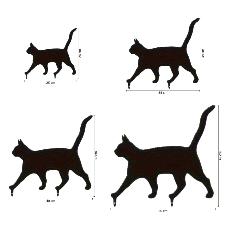 Dzelzs kaķa siluetes dārza stabs – metāla mākslas dekors, atpūtas stils, SKU t56910439257854