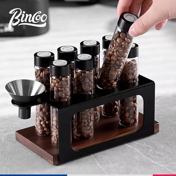 Stikla kafijas pupiņu burka ar noslēgšanu — caurspīdīgs pārnēsājams uzglabāšanas trauks ar vienvirziena ventilāciju