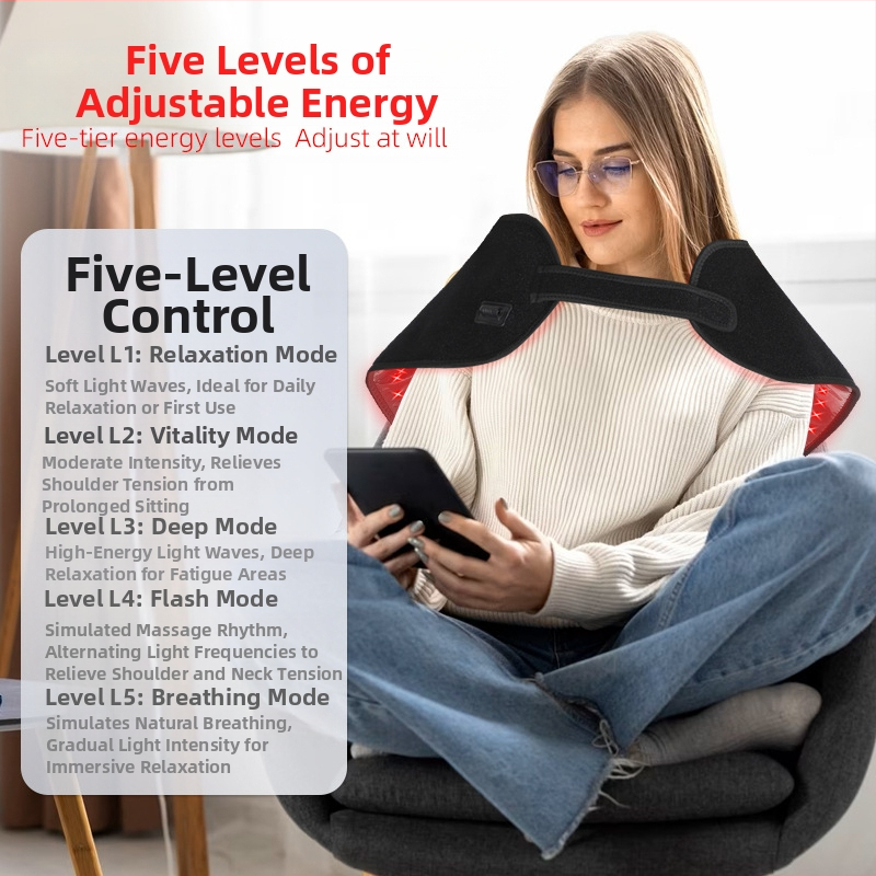 Терапевтично устройство за рамо и шия с инфрачервена и червена светлина, преносимо за домашна употреба, без вградена батерия, IPX0