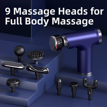 USB презареждащ миофасциален масажор с многопосочна настройка, 5+ скорости, 6+ масажни глави, вградена батерия 1200–2000 mAh