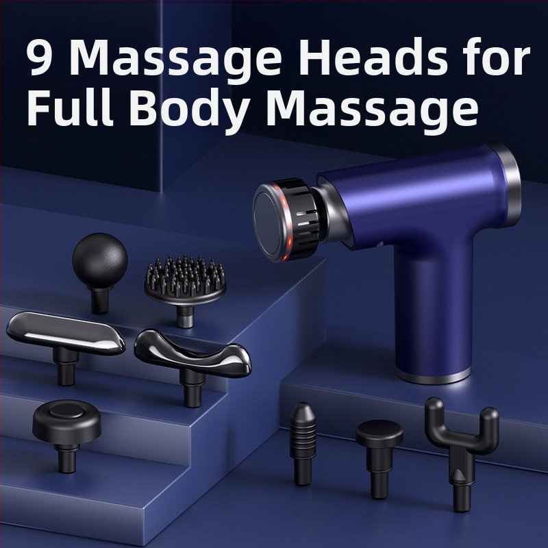 USB nabíjateľný miofasciálny masážny prístroj s viacúrovňovým nastavením, 5+ stupňov, 6+ nástavcov, vstavaná batéria 1200–2000 mAh