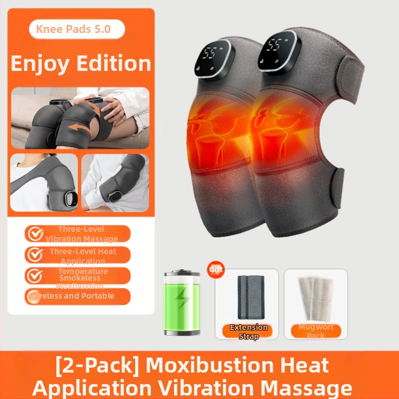 Ceļgala masāža ar grafēna apkuri, karstā kompresija, bezvadu vadība, 5V barošana, 45–65°C, 450 g, 3 režīmi, inteliģenta temperatūras kontrole