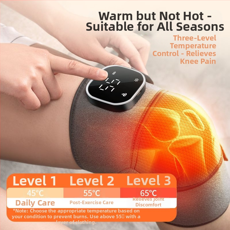 Масажор за коляно с графеново нагряване, топлинно компресиране и безжично управление, 5V захранване, 45–65°C, 450 g, 3 режима, интелигентен термоконтрол