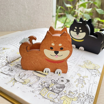 Galda lentes turētājs Shiba Inu formā, metāla, modelis WA041, lentes iekšējais diametrs 15–20 mm