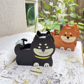 Galda lentes turētājs Shiba Inu formā, metāla, modelis WA041, lentes iekšējais diametrs 15–20 mm