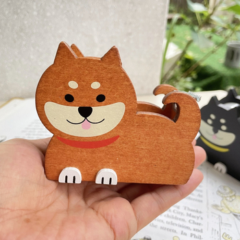Galda lentes turētājs Shiba Inu formā, metāla, modelis WA041, lentes iekšējais diametrs 15–20 mm