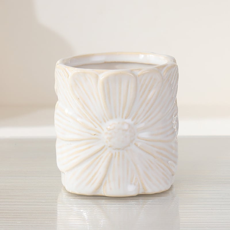 Keramikinis apvalus makiažo šepetėlių organizatorius su pritaikytu logotipu ir pritaikymu, šiuolaikinis minimalistinis stilius