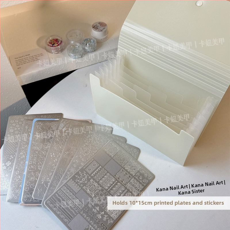 Box na organizáciu nálepiek na nechty, skladací, prachotesný, priehľadný, odolný voči škrábaniu, plast