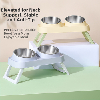 Πλαστικό διπλό μπολ για γάτες — Εργαλεία διατροφής κατοικίδιων, μάρκα Wangxing Street