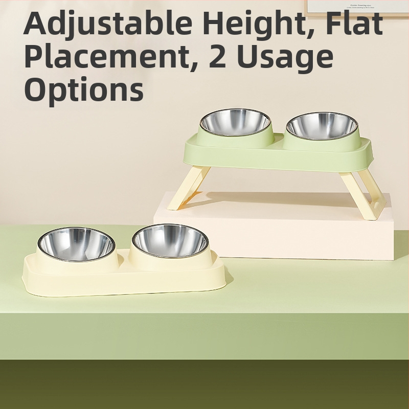 Plastová mačacia dvojitá miska — pomôcky na kŕmenie domácich maznáčikov, značka Wangxing Street