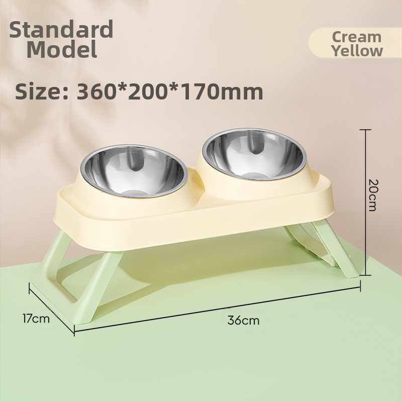 Plastikinis katės dvigubas dubuo — naminių gyvūnų šėrimo įrankiai, prekinis ženklas Wangxing Street