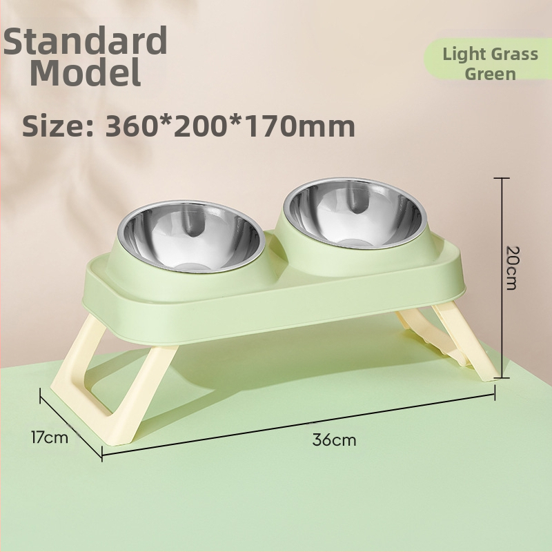 Plastikinis katės dvigubas dubuo — naminių gyvūnų šėrimo įrankiai, prekinis ženklas Wangxing Street