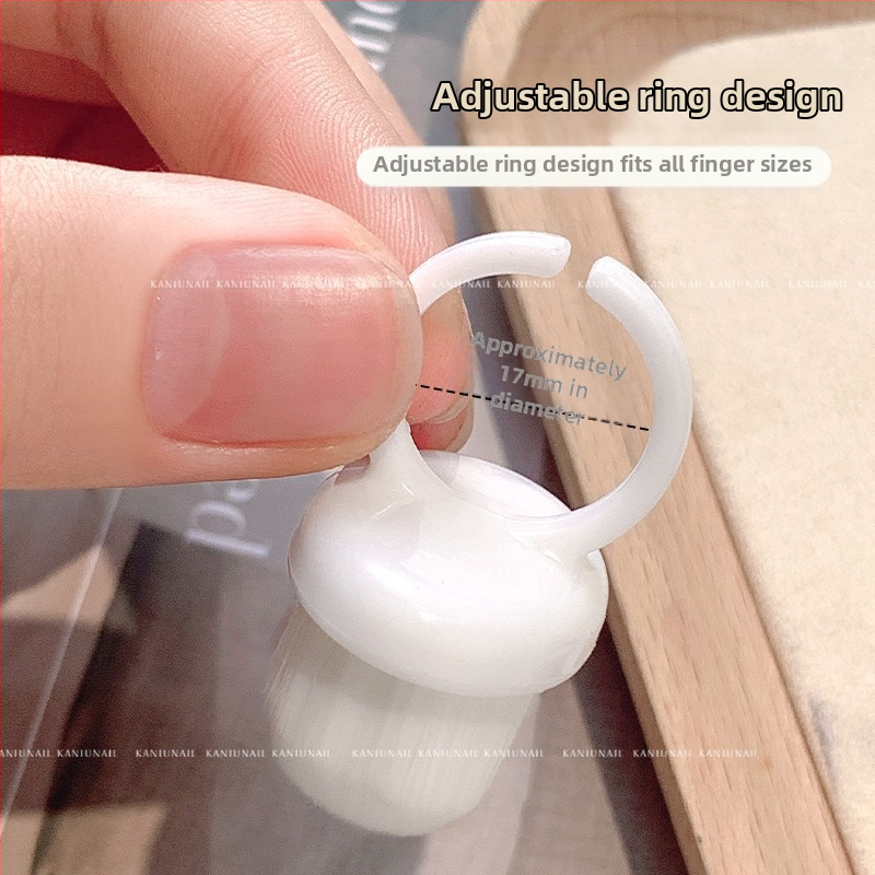 Sada štetcov na prach pre manikúru – predný prsteňový štetec na prach, zadný okrajový štetec na prach, jemný mäkký štet s prackou na prst, nástroj na čistenie nechtov