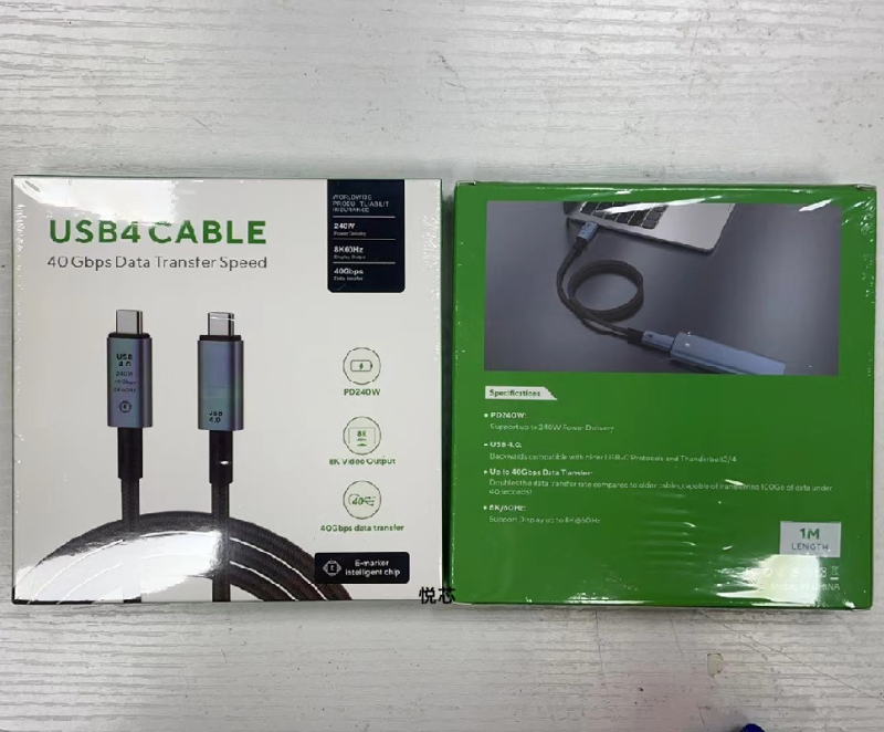 USB4 USB-C kabels ar Thunderbolt 4 saderību, 8K displejs, 40Gbps, PD240W ātrā uzlāde