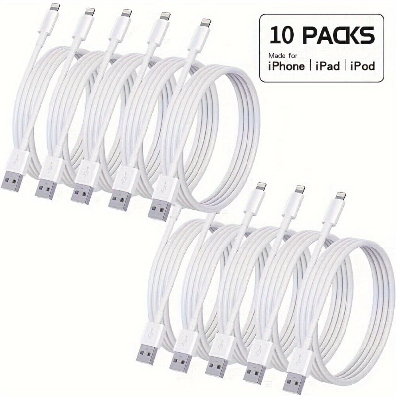iPhone uzlādes kabelis, 5 komplekti, garums 10 pēdas, izstrādāts starptautiskai izmantošanai, produkta kods Laz601099576539830