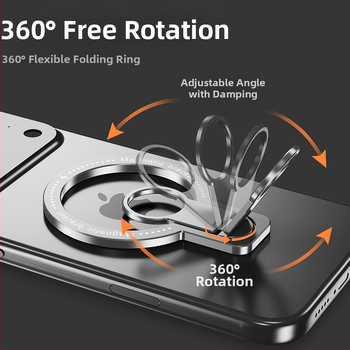 MagSafe μαγνητικός κρατήρας δαχτυλιδιού τηλεφώνου και περιστρεφόμενη μεταλλική βάση γραφείου — κράμα αλουμινίου, καθολικό στυλ, μοντέλο fy