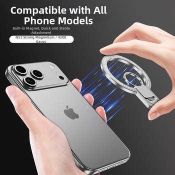 MagSafe μαγνητικός κρατήρας δαχτυλιδιού τηλεφώνου και περιστρεφόμενη μεταλλική βάση γραφείου — κράμα αλουμινίου, καθολικό στυλ, μοντέλο fy