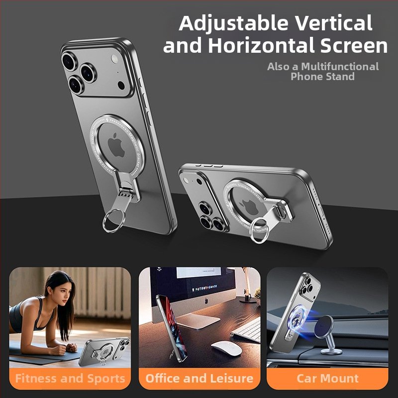 MagSafe магнитен държач за телефон с пръстен и въртящ се метален настолен държач — алуминиева сплав, универсален стил, модел fy