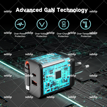 Φορτιστής USB-C με δύο θύρες, 40W, ευρωπαϊκού προτύπου, υπερλεπτός, γρήγορη φόρτιση για iPhone και Huawei