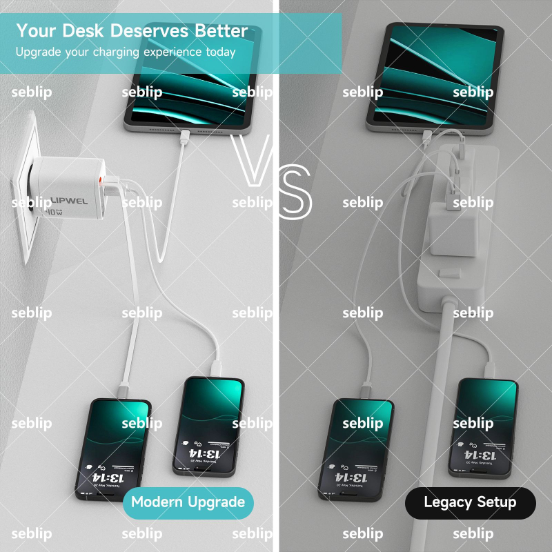 EU-standardni dvostruki USB-C punjač 40W, ultratanki, brzo punjenje za iPhone i Huawei