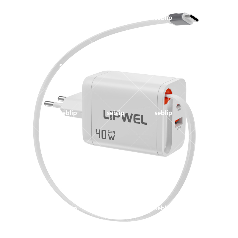 EU-standardni dvostruki USB-C punjač 40W, ultratanki, brzo punjenje za iPhone i Huawei