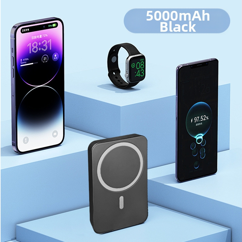 Magnetska bežična Power Banka – 5000mAh, 20W brzo punjenje, QC2.0, Li-Polimer baterija, kućište od legure