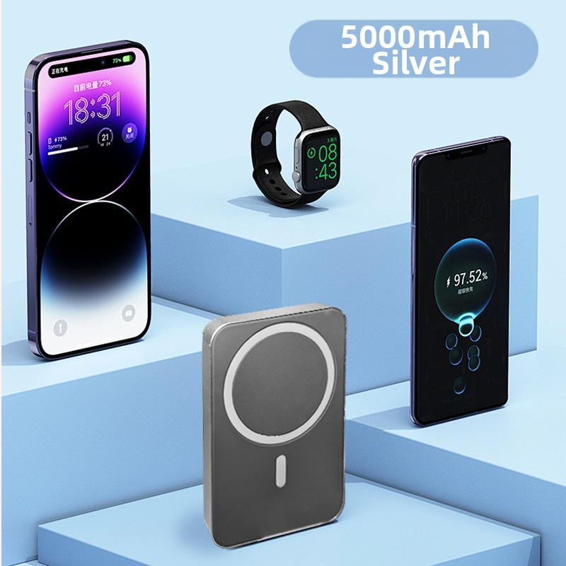 Magnetska bežična Power Banka – 5000mAh, 20W brzo punjenje, QC2.0, Li-Polimer baterija, kućište od legure