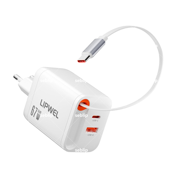 LIPWEL 67W dvostruki punjač s dva porta, izuzetno tanak USB-C brzopunjač za iPhone i Huawei, višeportni adapter prema EU standardu