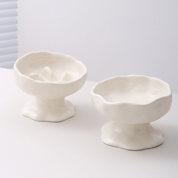 Κεραμικό μπολ για γάτες με υψηλή βάση, αντιανατροπή, προστασία του λαιμού και αργό τάισμα, με υφή γλάζας