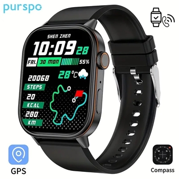 Viedpulkstenis QX17 ar GPS pozicionēšanu, Bluetooth zvaniem, silikona siksniņu, alumīnija sakausējuma korpusu, taisnstūra ciferniks (GPS pozicionēšana; sirdsdarbība; asinīs skābeklis; miega uzraudzība; Bluetooth zvani)