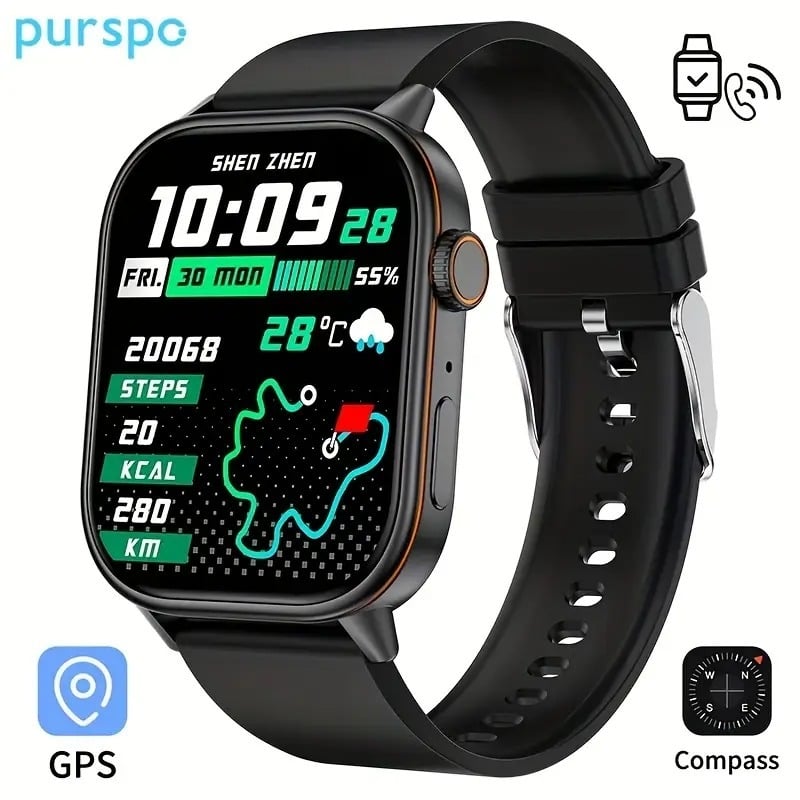 Viedpulkstenis QX17 ar GPS pozicionēšanu, Bluetooth zvaniem, silikona siksniņu, alumīnija sakausējuma korpusu, taisnstūra ciferniks (GPS pozicionēšana; sirdsdarbība; asinīs skābeklis; miega uzraudzība; Bluetooth zvani)