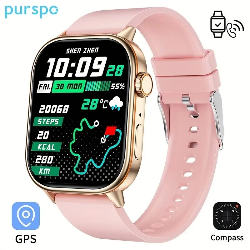 Viedpulkstenis QX17 ar GPS pozicionēšanu, Bluetooth zvaniem, silikona siksniņu, alumīnija sakausējuma korpusu, taisnstūra ciferniks (GPS pozicionēšana; sirdsdarbība; asinīs skābeklis; miega uzraudzība; Bluetooth zvani)