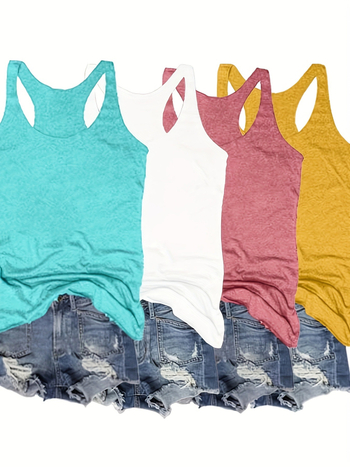 Četru gabalu sieviešu bez piedurknēm topu komplekts ar apaļu kaklu, modal–kokvilnas maisījums, Ziemas 2024, koda Laz601100066770025