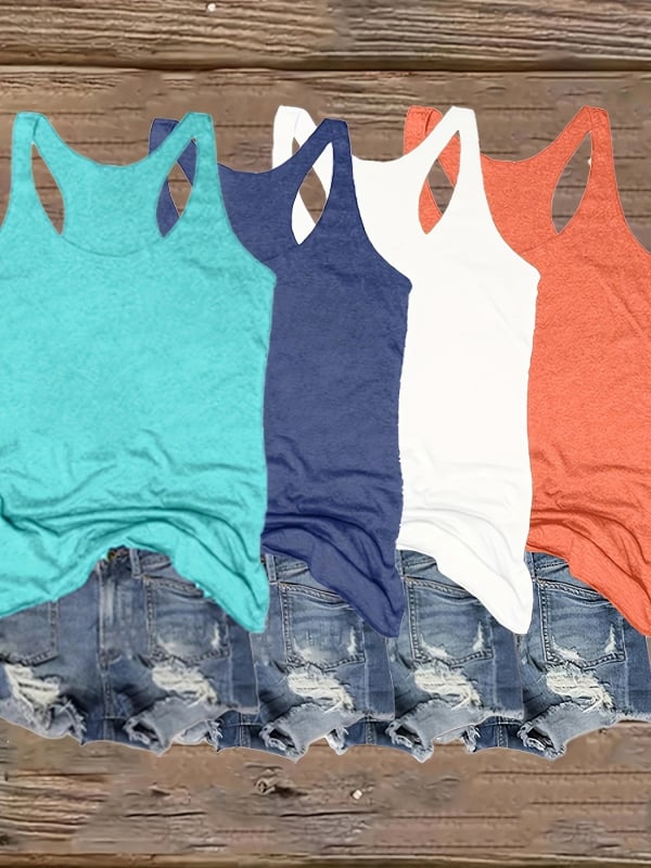 Τετραμελές σετ γυναικείων αμάνικων τοπ με στρογγυλό λαιμό, μείγμα Modal-βαμβάκι, Χειμώνας 2024, κωδικός Laz601100066770025