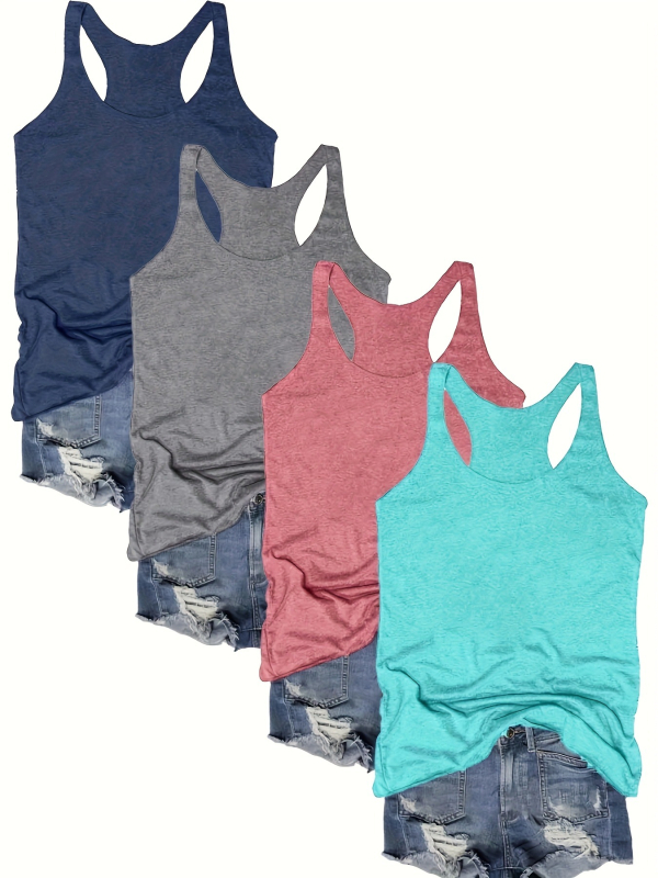 Četru gabalu sieviešu bez piedurknēm topu komplekts ar apaļu kaklu, modal–kokvilnas maisījums, Ziemas 2024, koda Laz601100066770025