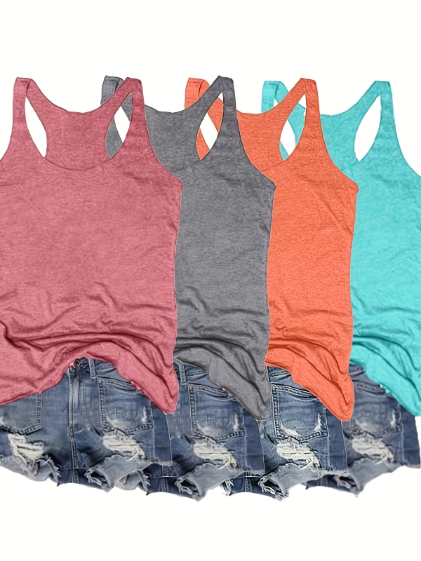 Četru gabalu sieviešu bez piedurknēm topu komplekts ar apaļu kaklu, modal–kokvilnas maisījums, Ziemas 2024, koda Laz601100066770025