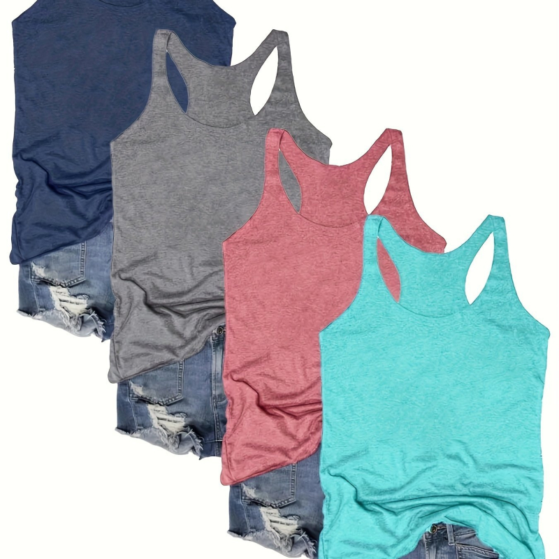 Četru gabalu sieviešu bez piedurknēm topu komplekts ar apaļu kaklu, modal–kokvilnas maisījums, Ziemas 2024, koda Laz601100066770025