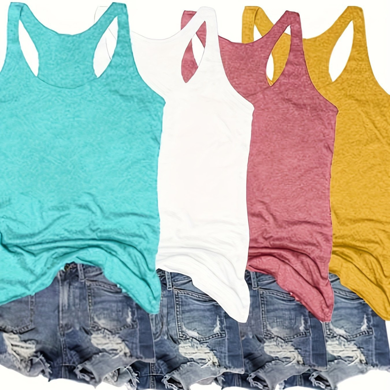 Četru gabalu sieviešu bez piedurknēm topu komplekts ar apaļu kaklu, modal–kokvilnas maisījums, Ziemas 2024, koda Laz601100066770025