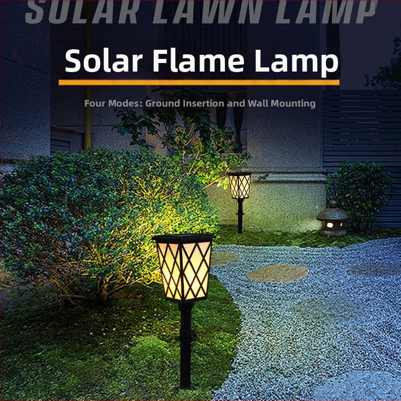 Saulės energijos LED liepsnos sodo lemputė – modelis N260, IP55, Saulės skydelis DC5V 1W, Darbinis laikas 6-12 val., Jungiklis: rankinis + šviesos valdymas