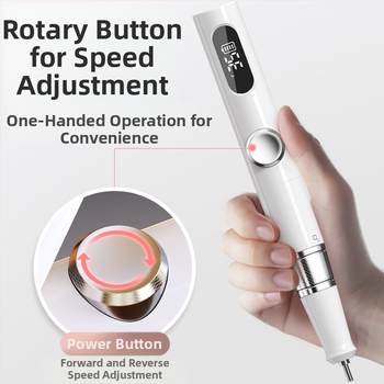 Γυαλιστήρι νυχιών TMS-025 | Πλαστικό σώμα, 136 g, Περιλαμβάνει: κύρια μονάδα, κεφαλή λείανσης, καλώδιο φόρτισης, οδηγίες χρήσης