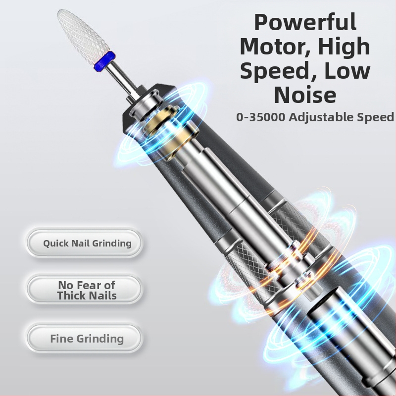 Полирач за нокти TMS-025 | Пластмасов корпус, тегло 136 g, Включено: основна единица, глава за шлифоване, заряден кабел, инструкция за употреба